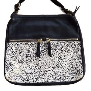 Fossil leather black and cow print Crossbody bag